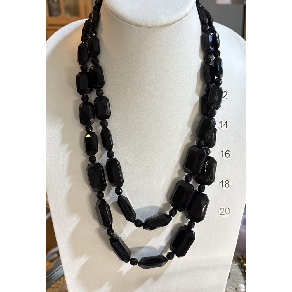 White House Black Market Black Faceted Bead Multi Strand Statement Necklace